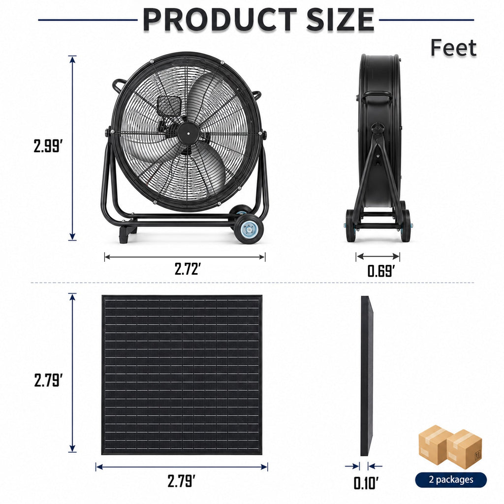 30" Wheeled Solar Fan