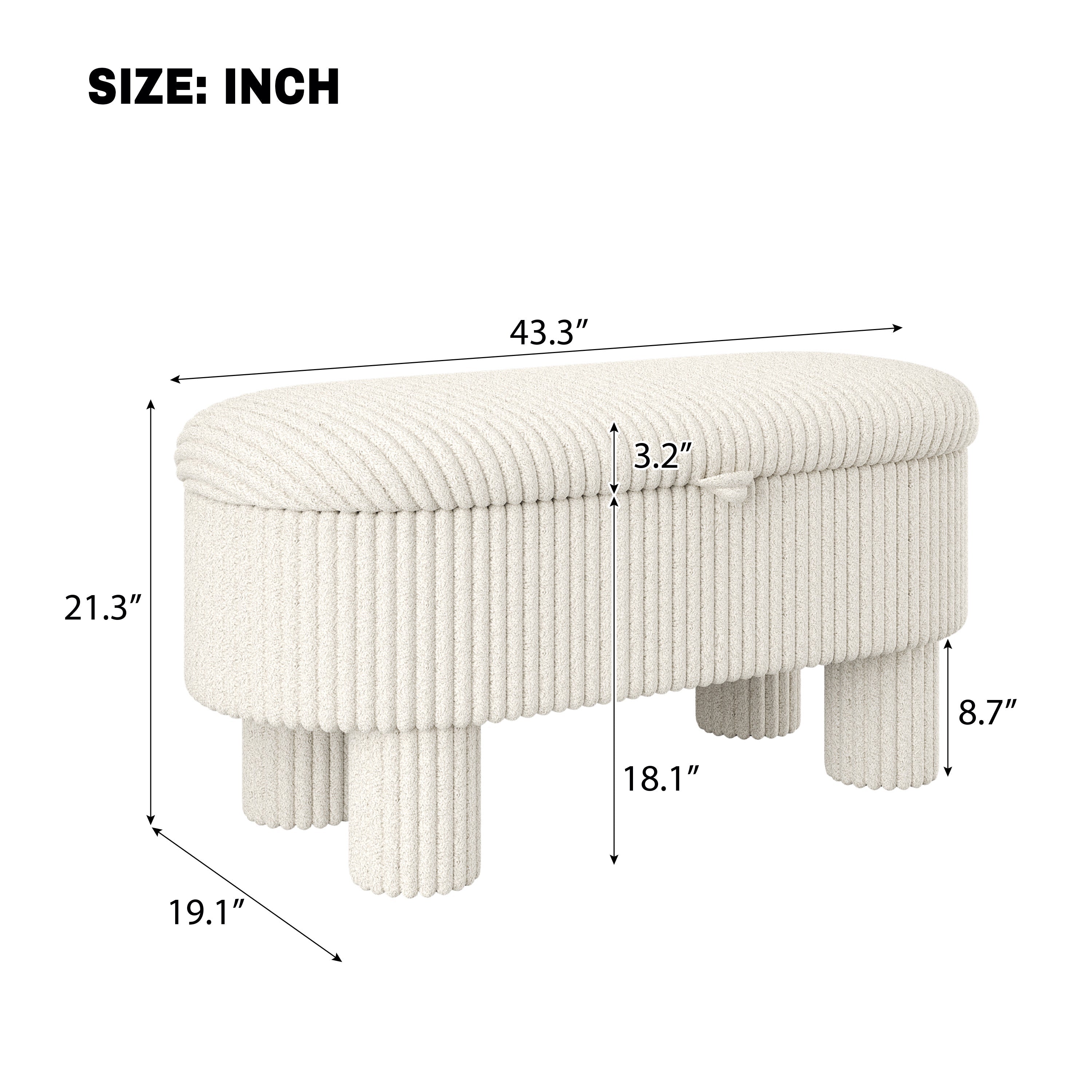 Modern Corduroy Storage Ottoman