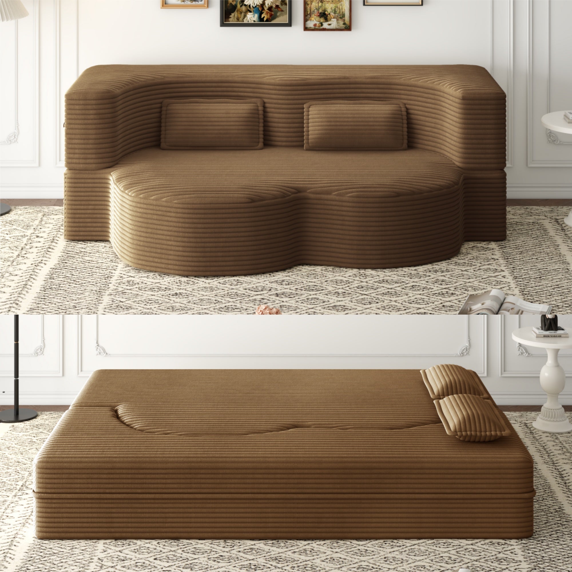 Modern Floor Sofa with 2 Pillows