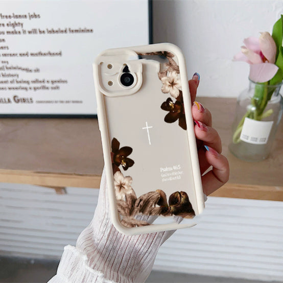 Gentle-style Retro Dried Flower Phone Case Airbag Drop-Proof Phone Protector