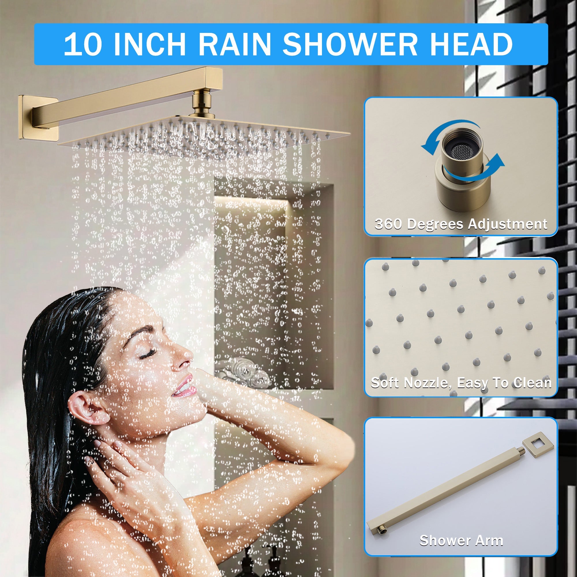 10 Inch Wall Mounted Rainfall Shower Head System