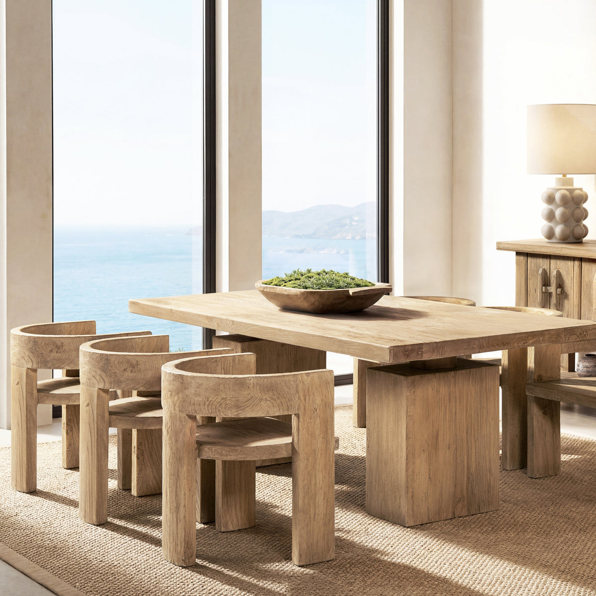 Soren Solid Reclaimed Elm Sculptural Accent Curved Dining Chair