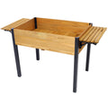 Raised Garden Bed with Metal Legs and Folding Storage Shelf