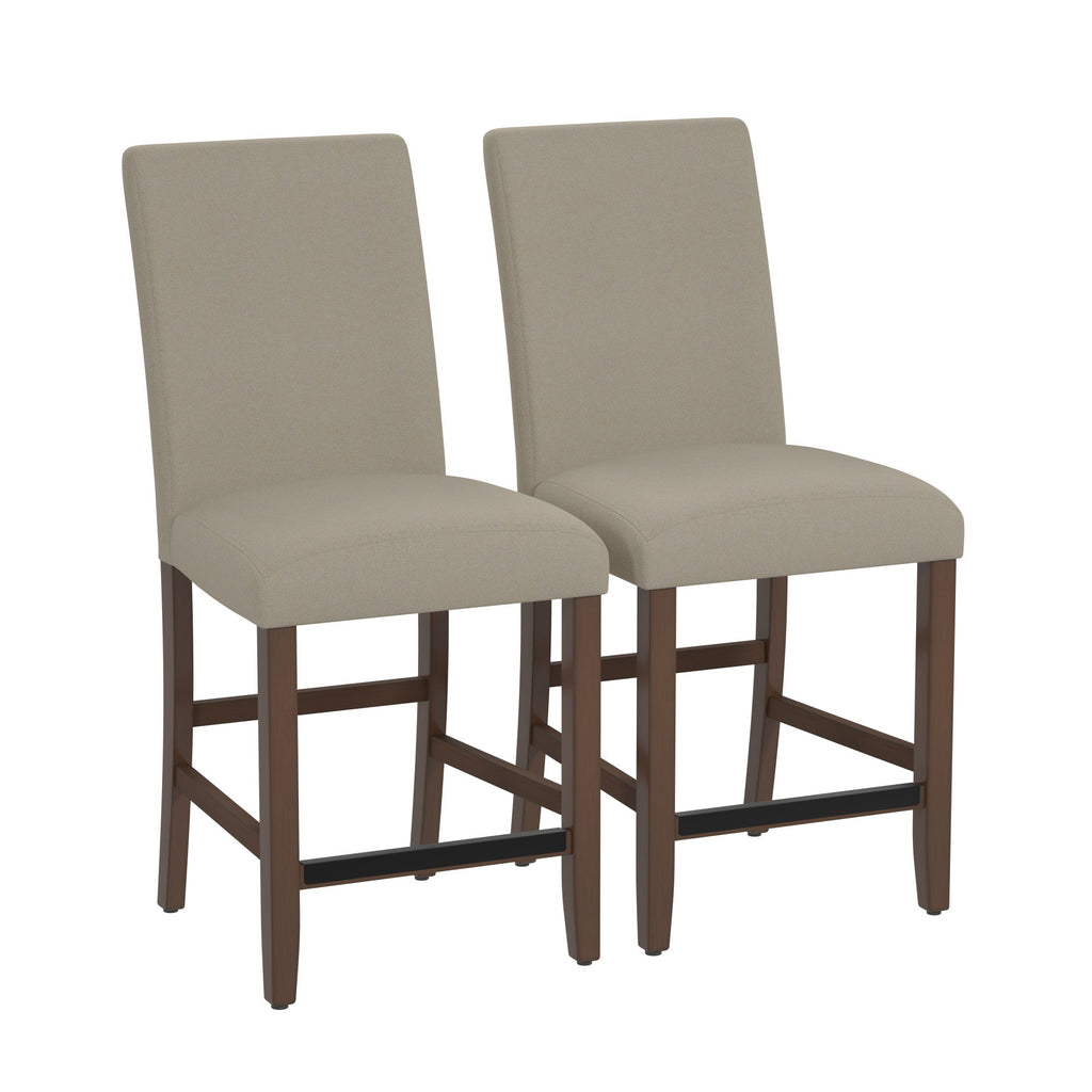 Brown Upholstered Barstools, Set of 2