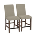 Brown Upholstered Barstools, Set of 2