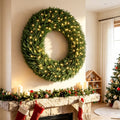 48 Inch Artificial Norfolk Pine Christmas Wreath, Pre-Lit with LED Lights