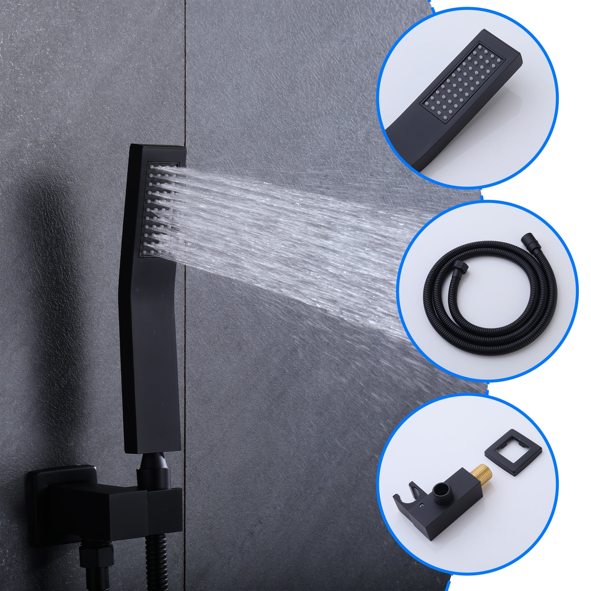 Black Shower System with Tub Spout