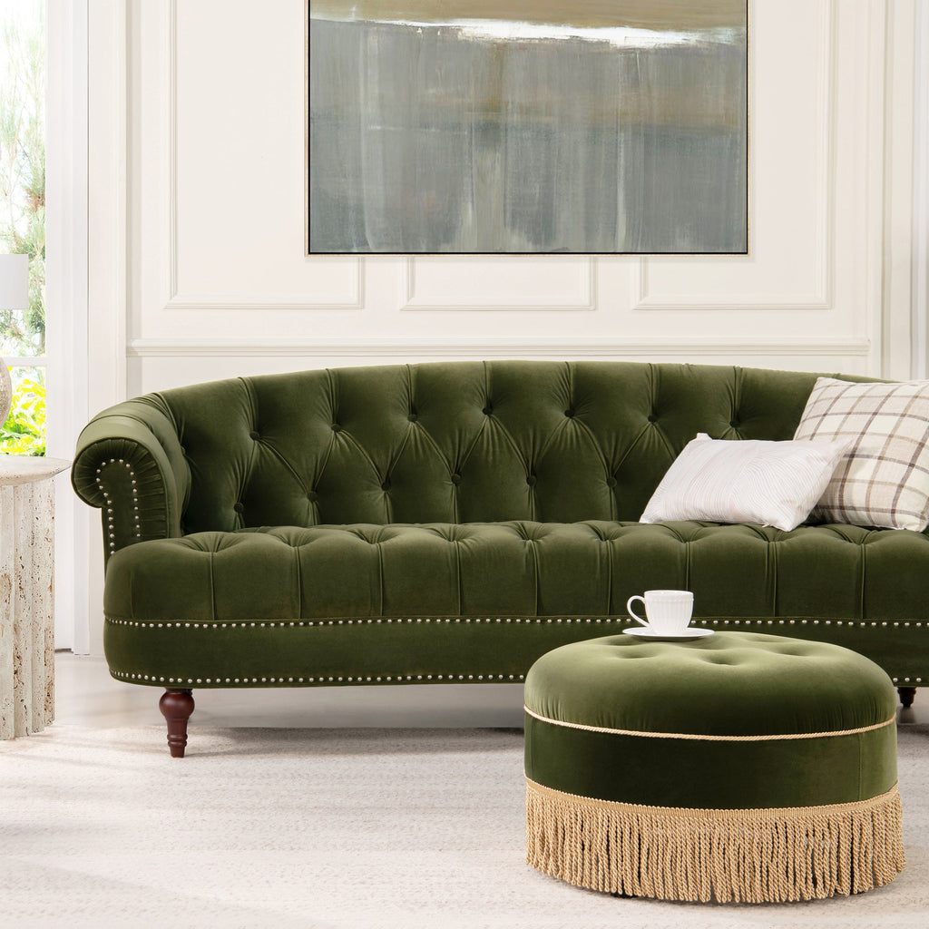 La Rosa Victorian Chesterfield Tufted Sofa - Olive
