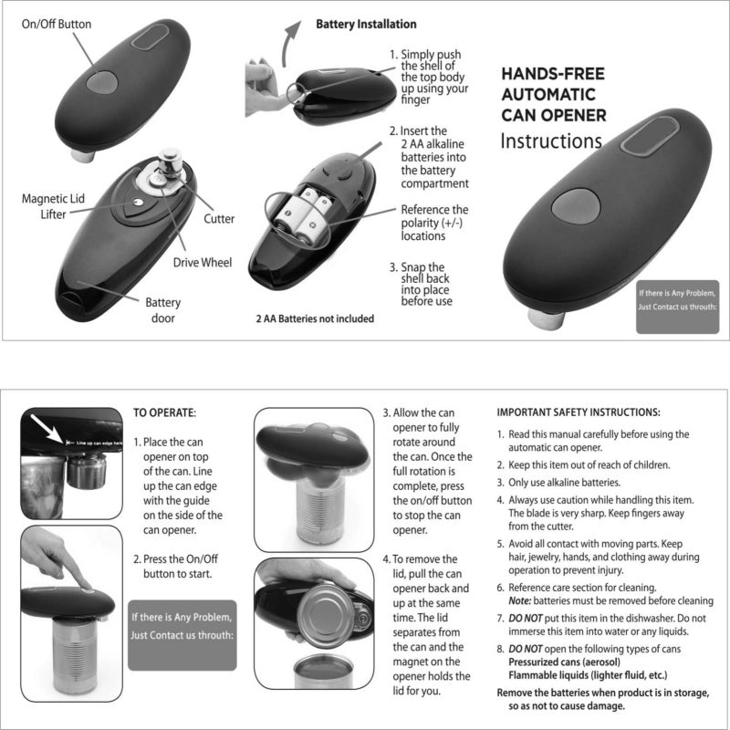 One-Touch Electric Can Opener – Hands-Free, Smooth-Edge, Battery-Powered