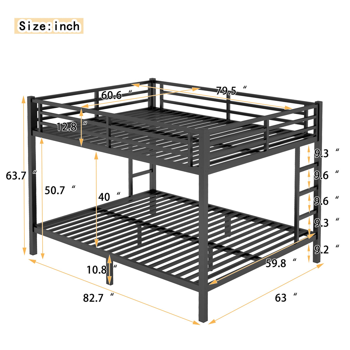 Metal Queen Over Queen Bunk Bed