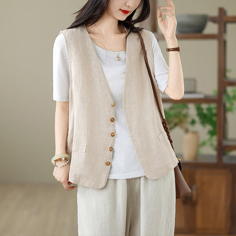 Womens Summer New Artistic Cardigan Outer Vest