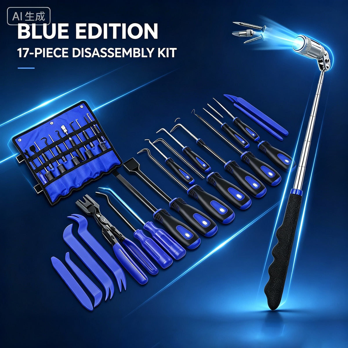 Car Removal Tool Kit 9 Pcs Oil Seal Hooks 4 Pcs Pry Bars Auto Trim Panel Disassembly Set For Car Modification