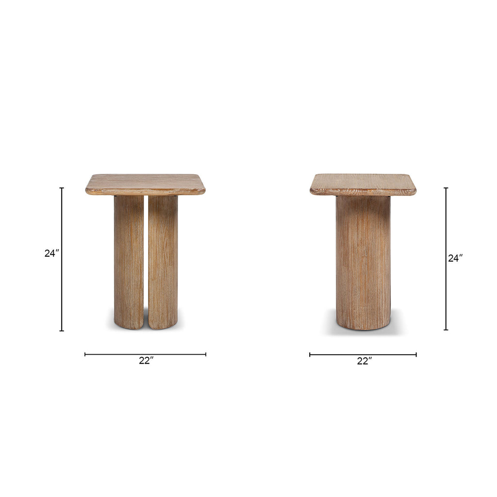 Sonoma 22" Square Pedestal Side Table - Rustic Greige