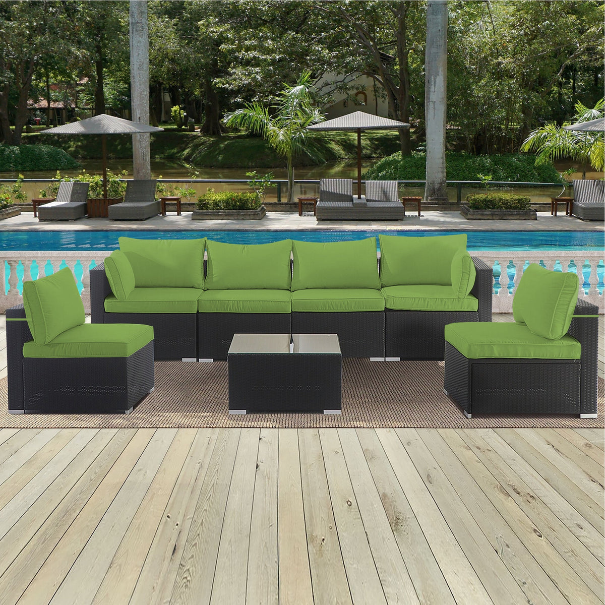 Cushion Covers for 7 Pcs Wicker Rattan Sectional Sofa