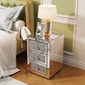 3-Drawer Mirrored Nightstand Bedside Table Glass Accent End Table