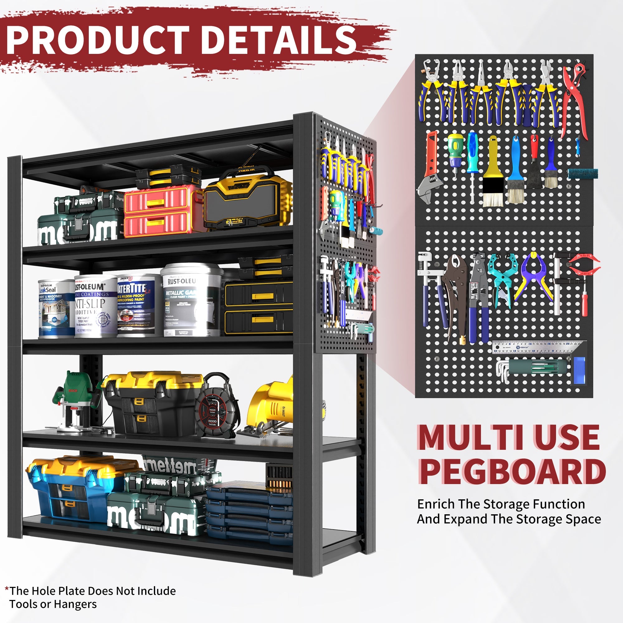 72" Heavy-Duty 5-Tier Adjustable Shelving Unit