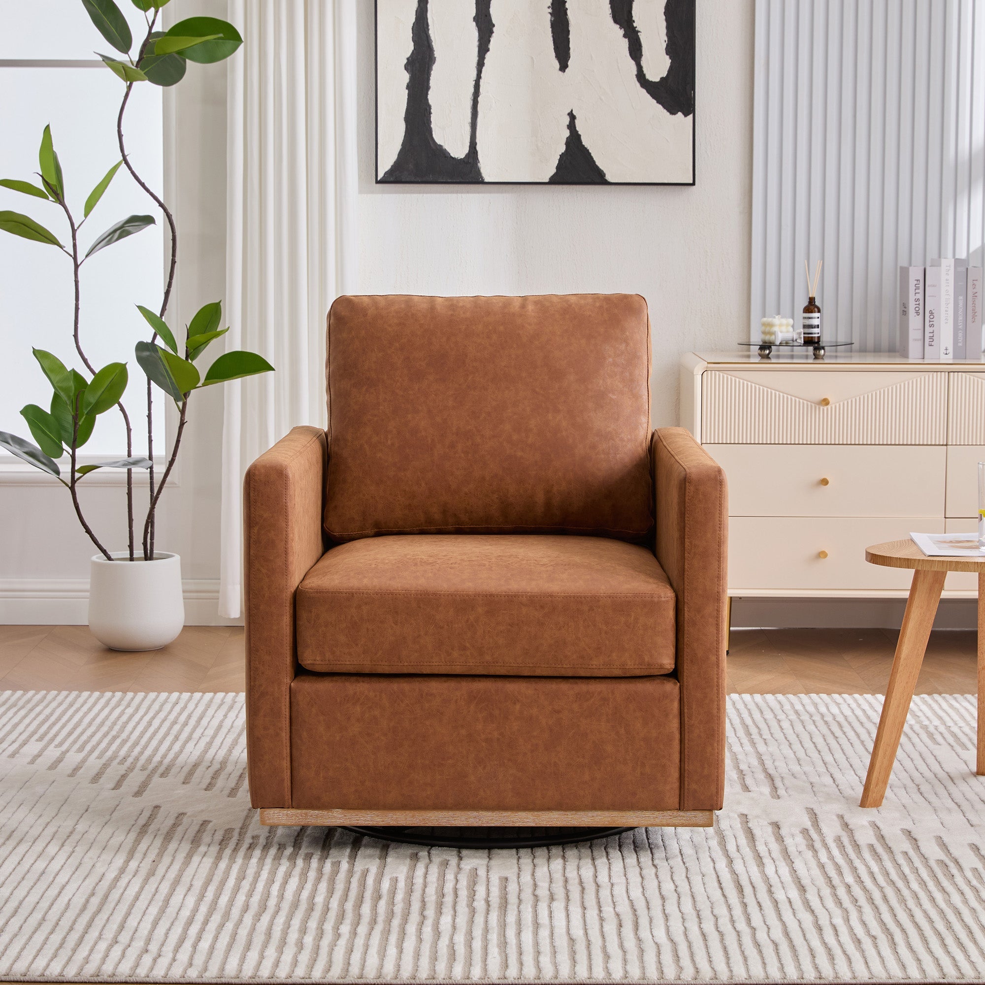30.7"W Upholstered Square Swivel Accent Chair