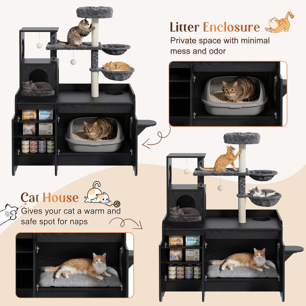 50.6" Cat Tree with Litter Box Enclosure