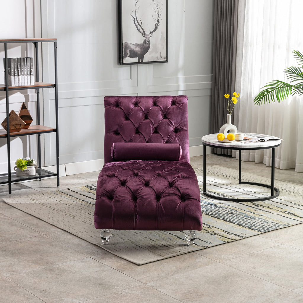 Velvet Chaise Lounge Indoor Chair (Purple Velvet)
