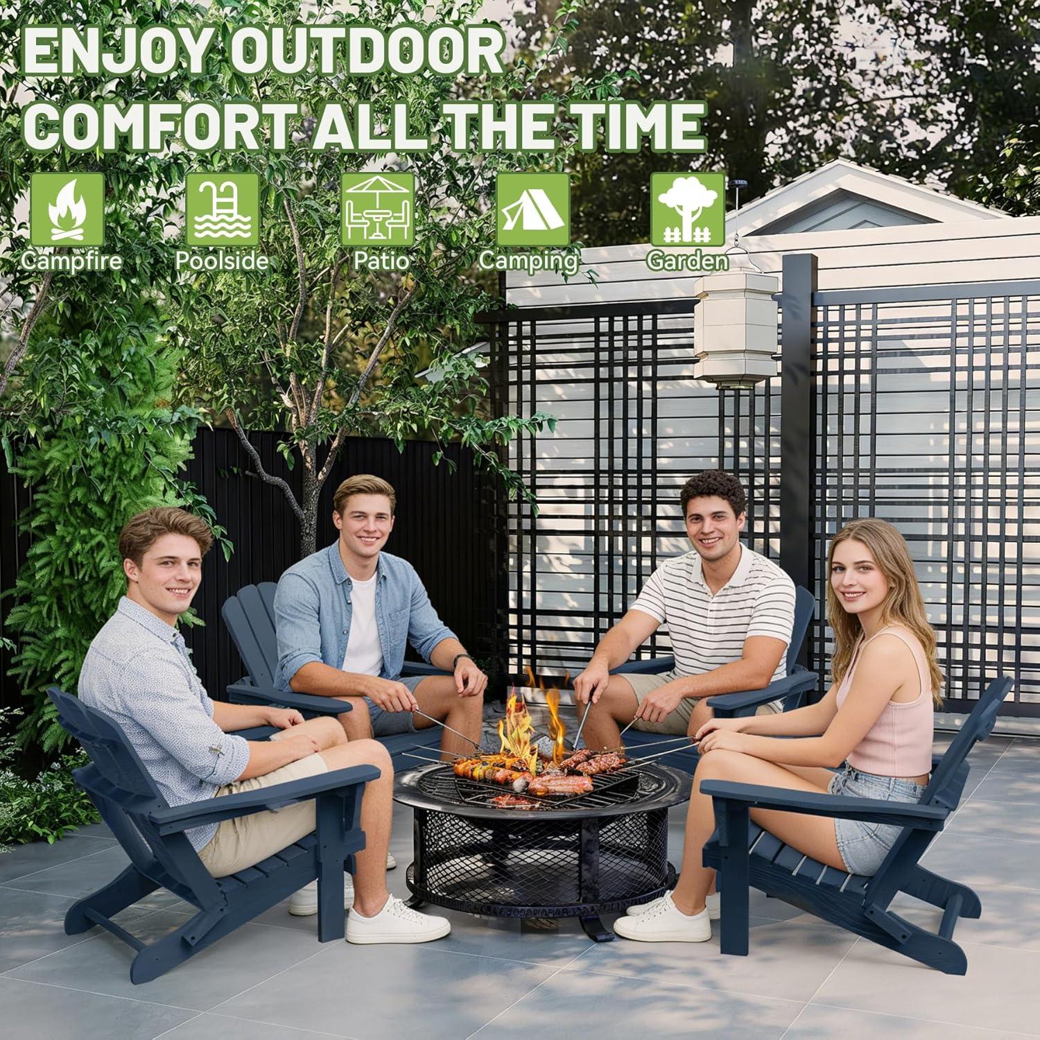 Folding Adirondack Chair with Cup Holder - Dark HDPE
