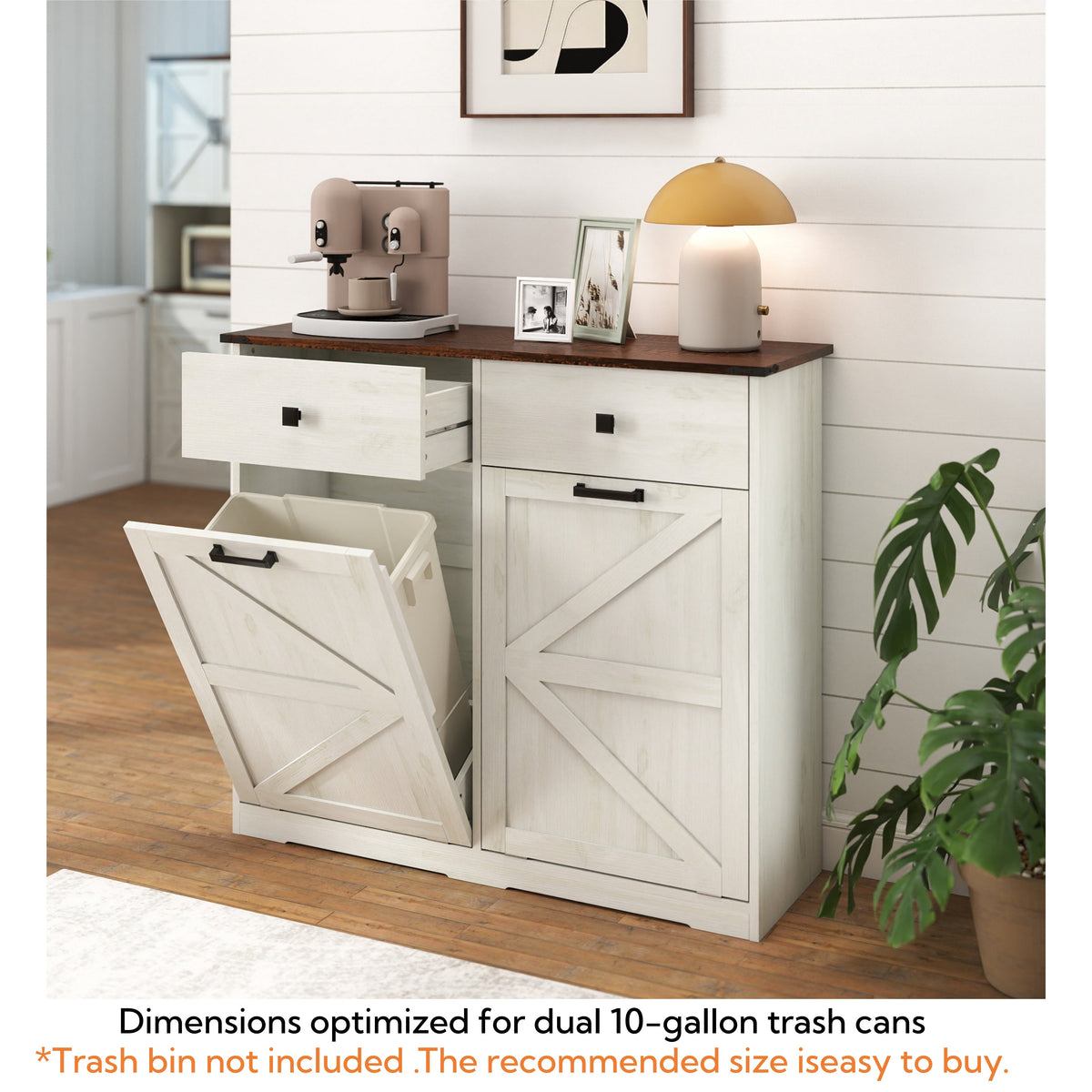 Farmhouse Double Tilt Out Trash Cabinet for 20 Gallon Trash Cans