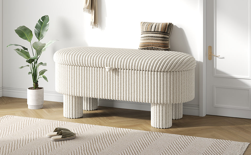 Modern Corduroy Storage Ottoman