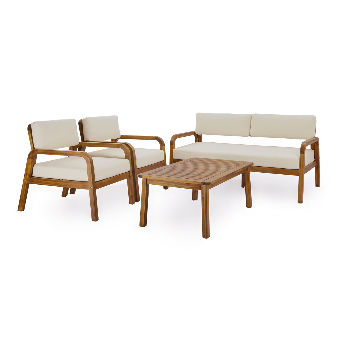 4-Piece Outdoor Sofa Set with Cushions Outdoor Loveseat & Coffee Table Set