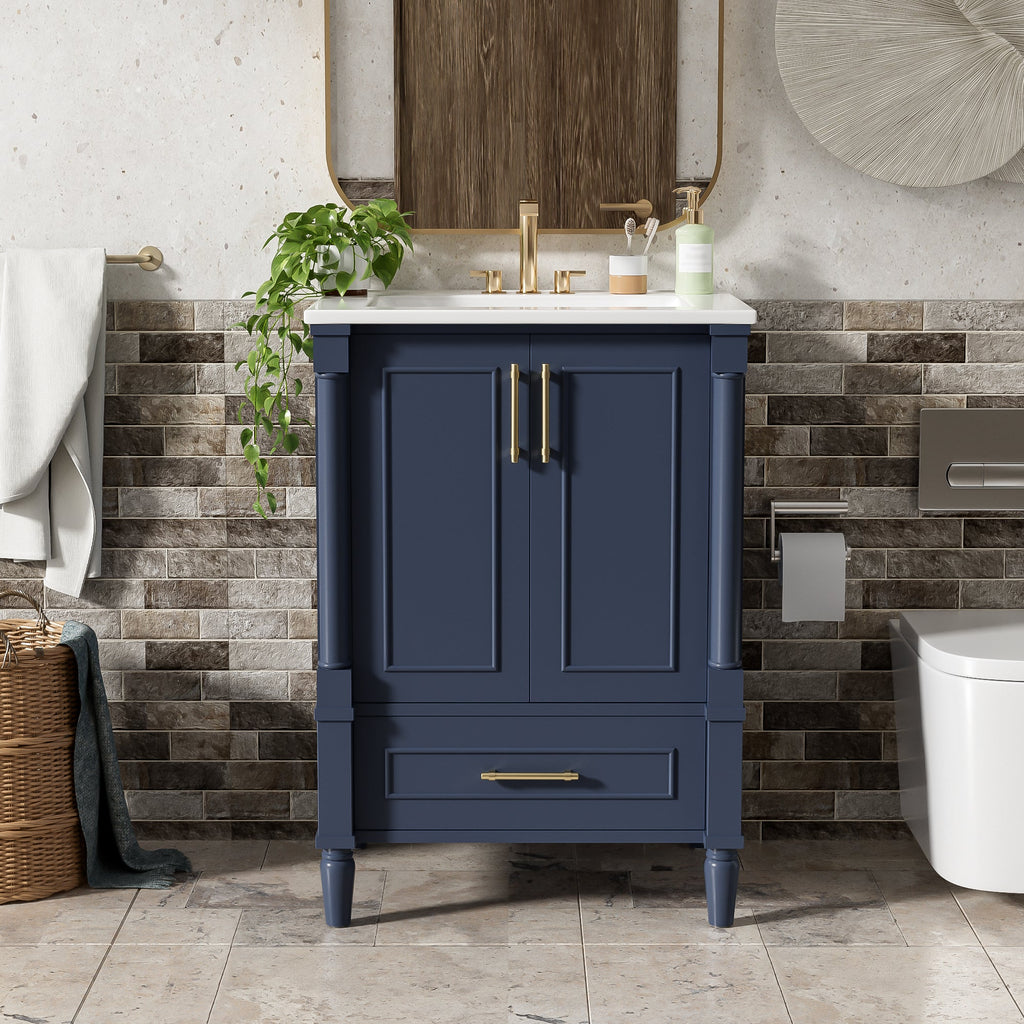 24" Modern Bathroom Vanity with Ornate Motif Design