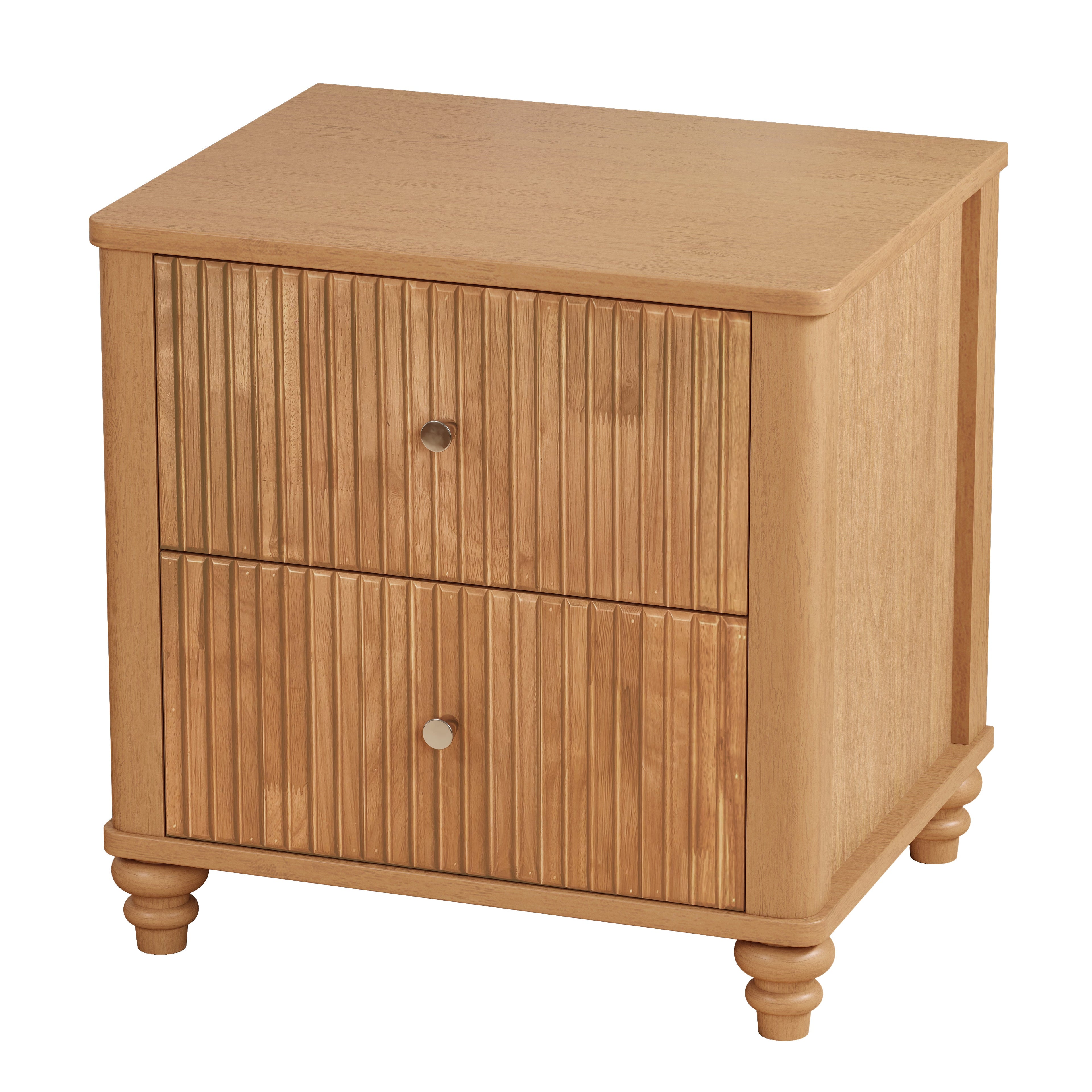 Fluted Nightstand with 3 Drawers