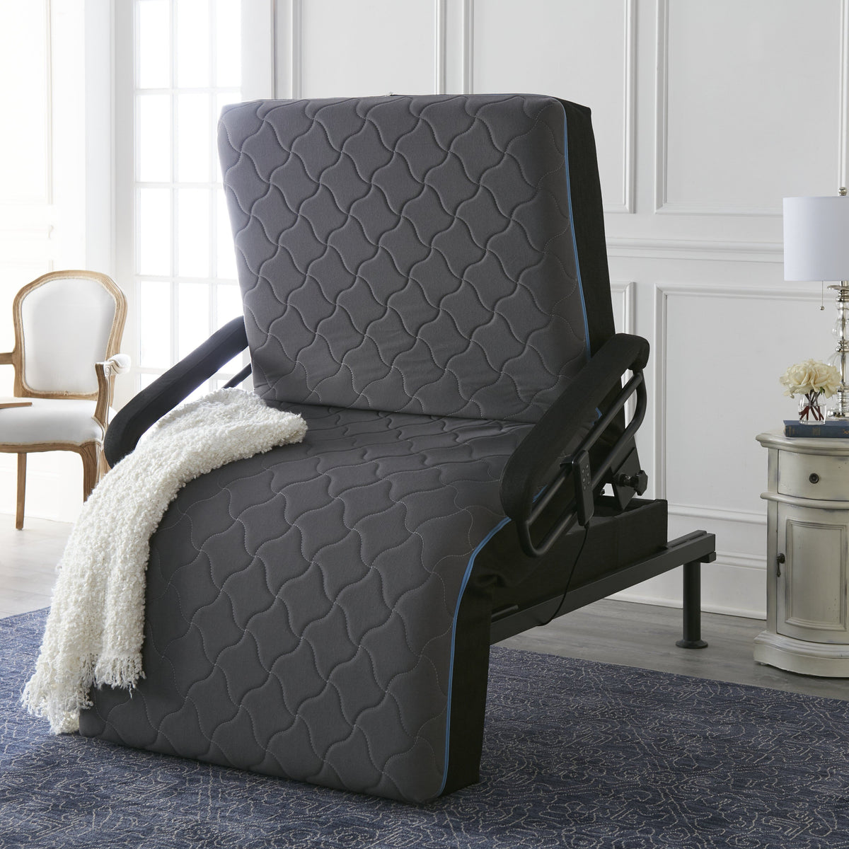 Twin Adjustable Sit to Stand Bed With Remote