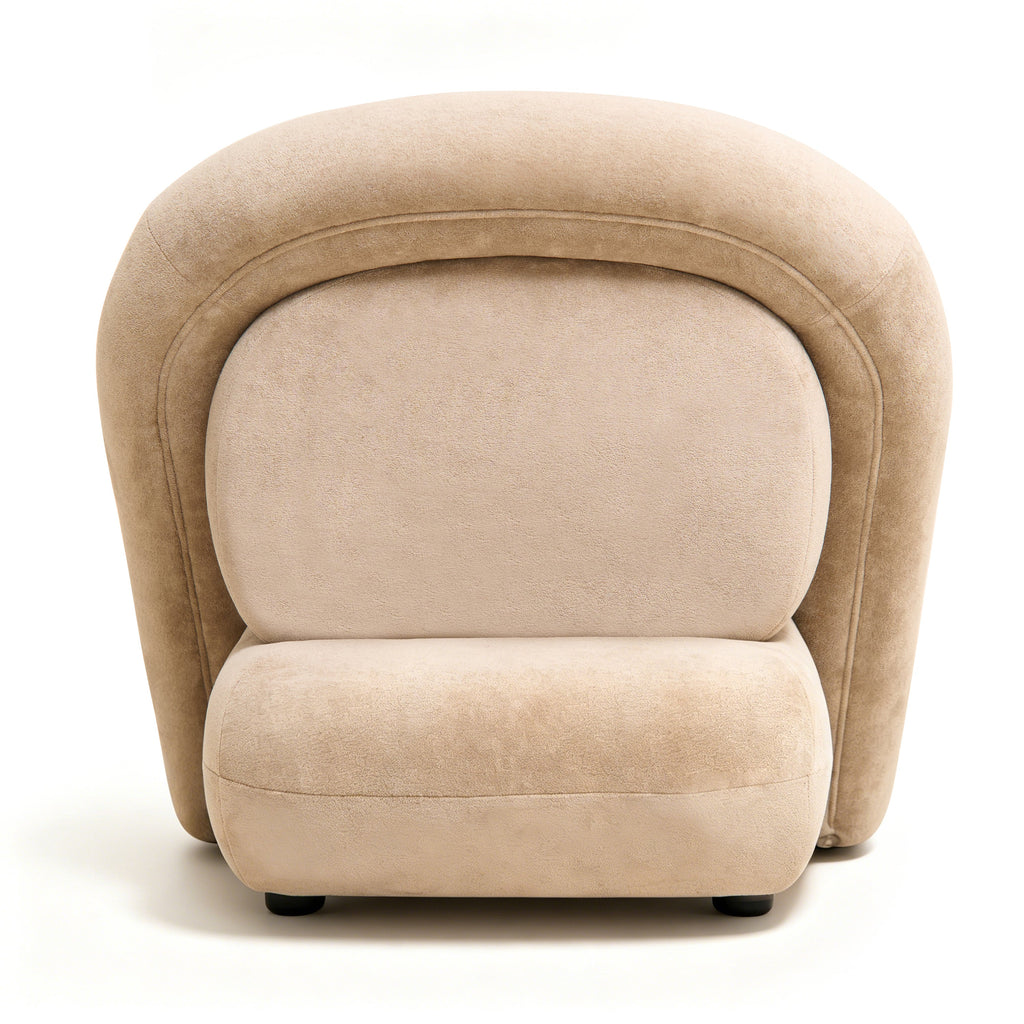Lounge Chair in Dark Beige Velvet
