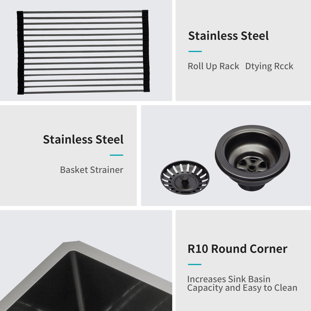 30 Inch Undermount Sink - Gunmetal Finish