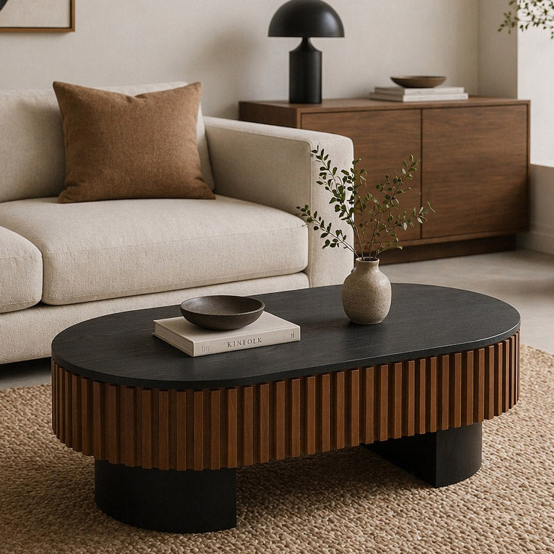 43.7" Oval Coffee Table With Hidden Storage