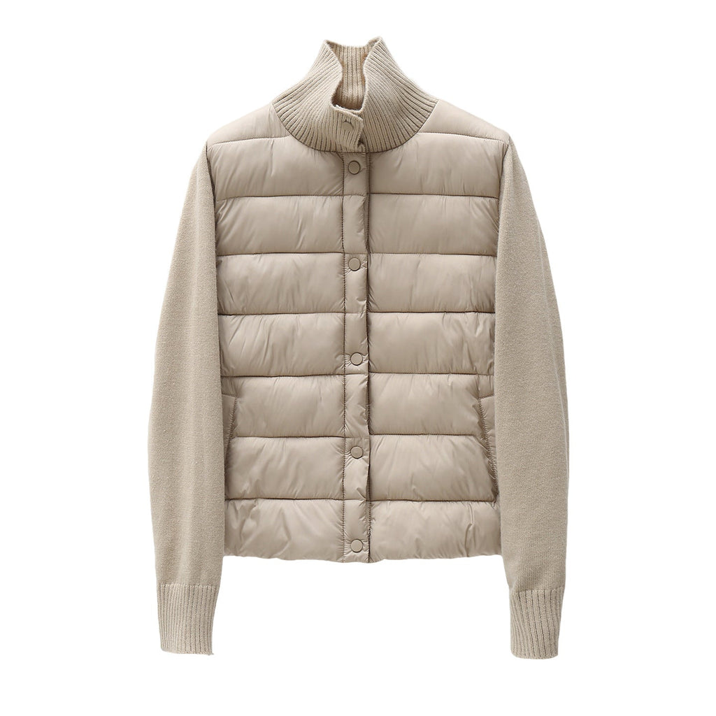 Womens Casual Stand-collar Knitted Cotton Coat
