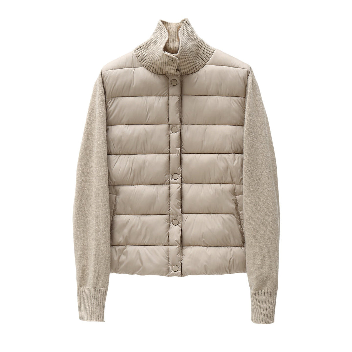 Womens Casual Stand-collar Knitted Cotton Coat