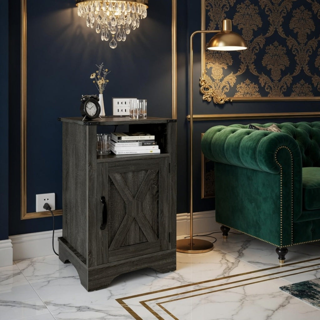 16" Dark Grey Farmhouse Nightstand