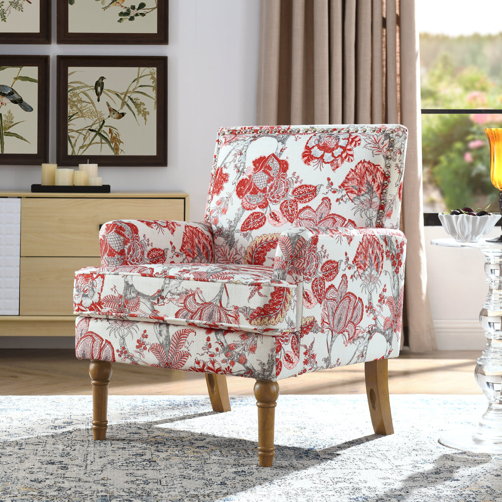 Accent Chair with Solid Hardwood Frame and Hand-Woven Paper Rope Arm
