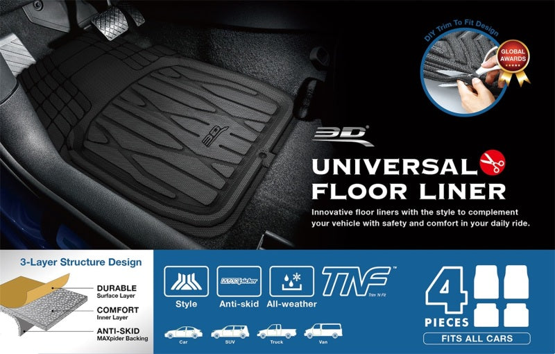 3D MAXpider 777-1 Universal Kagu Black Mat 4pcs (Size: L Front L 28in x W 21in Rear L 20in x 21in) 2099L-09-FR4