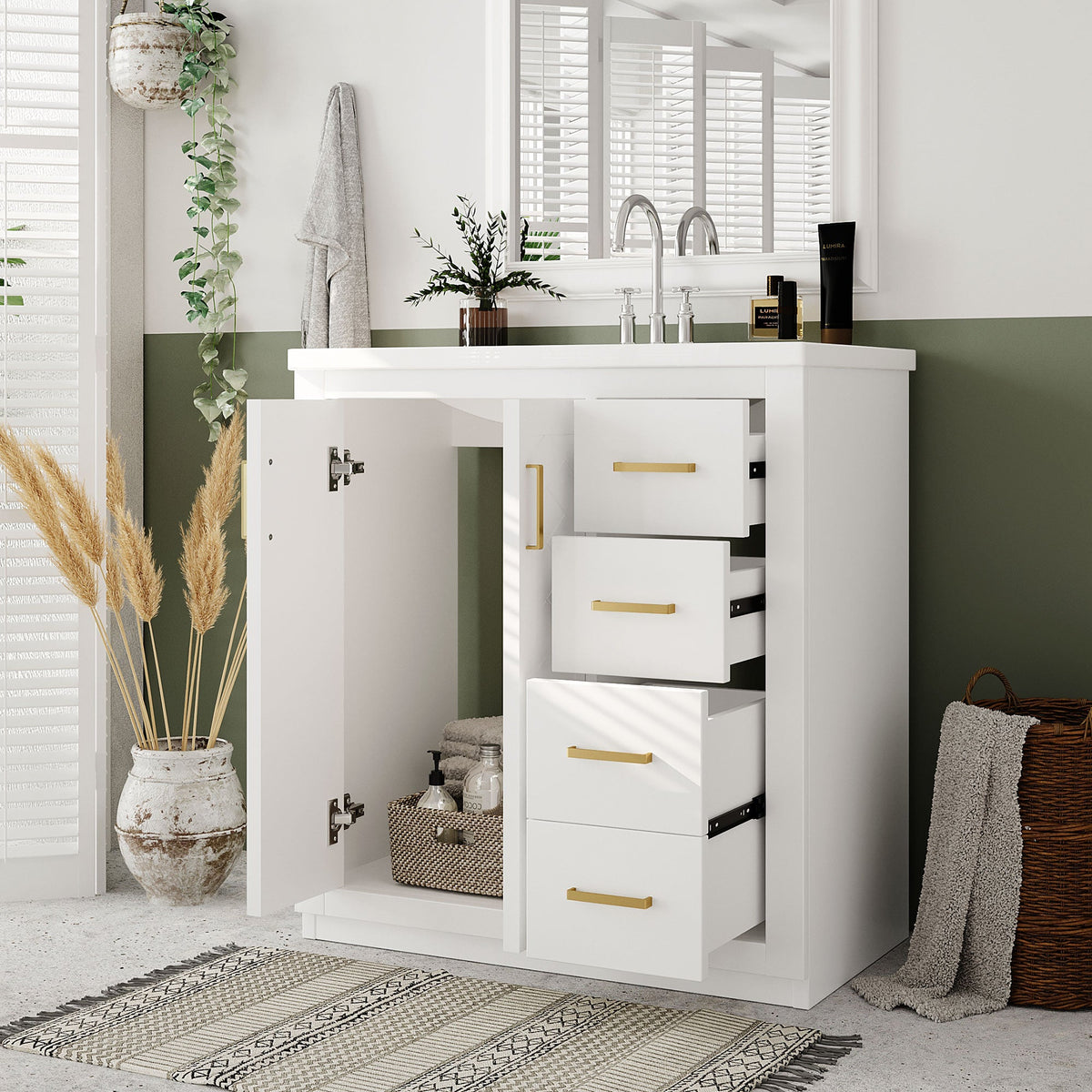 30'' Bathroom Vanity with Ceramic Sink Combo