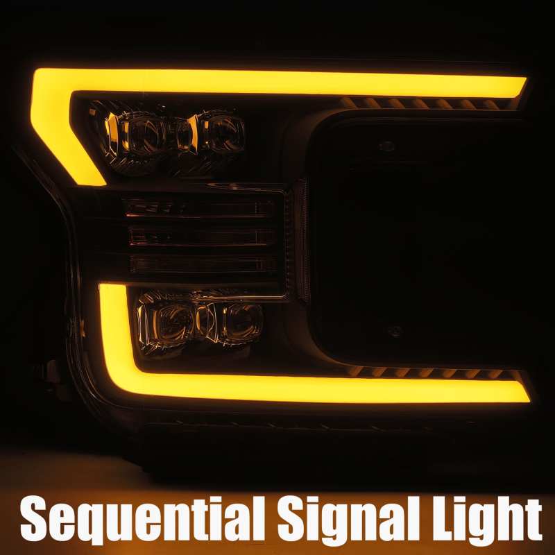 AlphaRex 18-19 Ford F-150 NOVA LED Proj Headlights Plank Style Matte Black w/Activ Light/Seq Signal 880182 *Discontinued