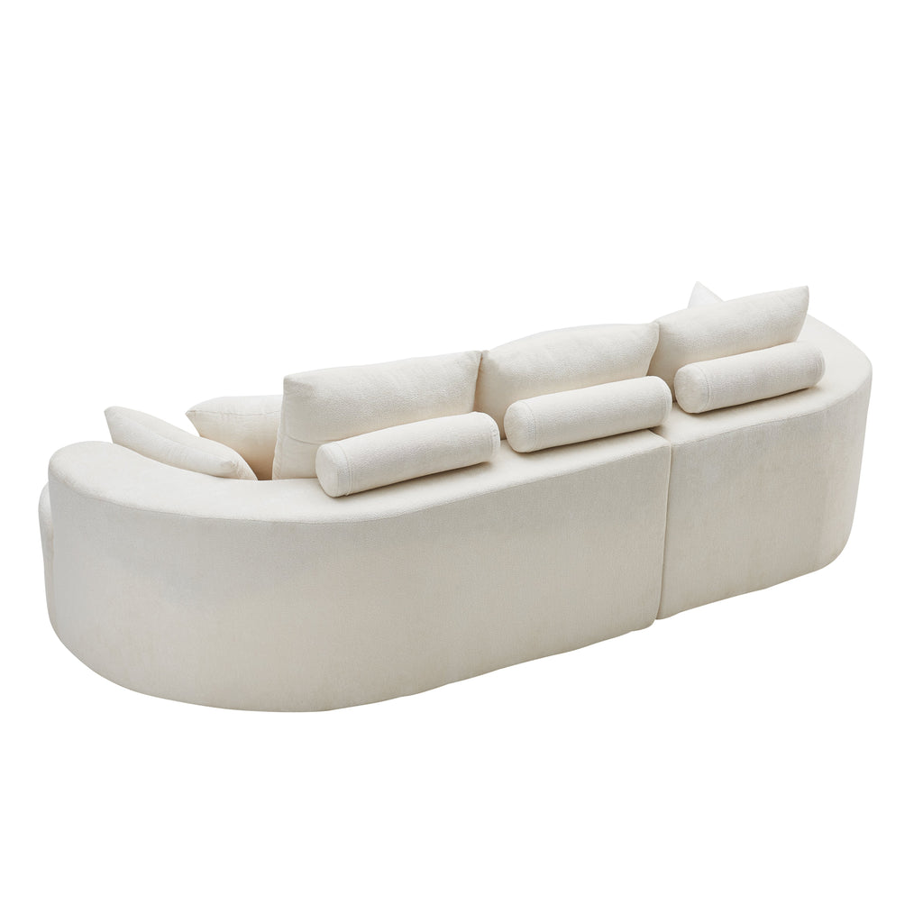 106 in. 2-Piece Fabric Cloud Curved Sectional Sofa - Snow