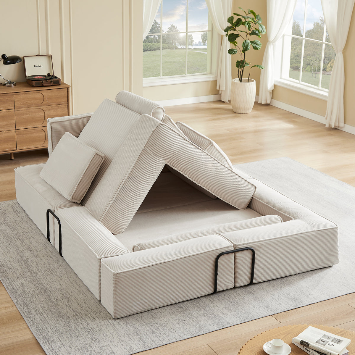 Large Modern Corduroy Sofa