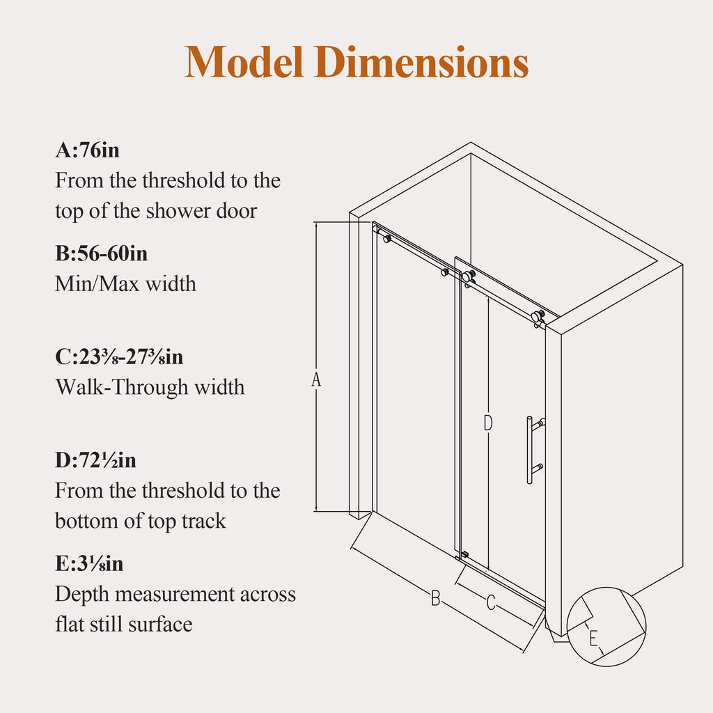 Frameless Stainless Steel Round Tube Single Sliding Shower Door