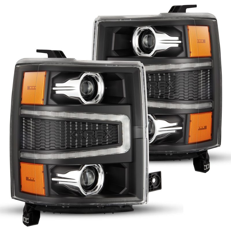 AlphaRex 14-15 Chevy 1500 PRO-Series Projector Headlights Black w/ Sequential Signal &  DRL 880245 *Discontinued