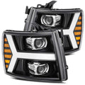 AlphaRex 07-13 Chevy 1500HD PRO-Series Proj Headlight Plank Style Gloss Blk w/Activ Light/Seq Signal 880206 *Discontinued