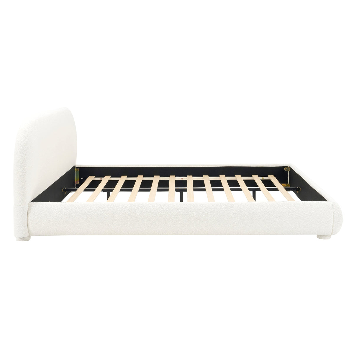 Cream Style Fabric Upholstered King Bed