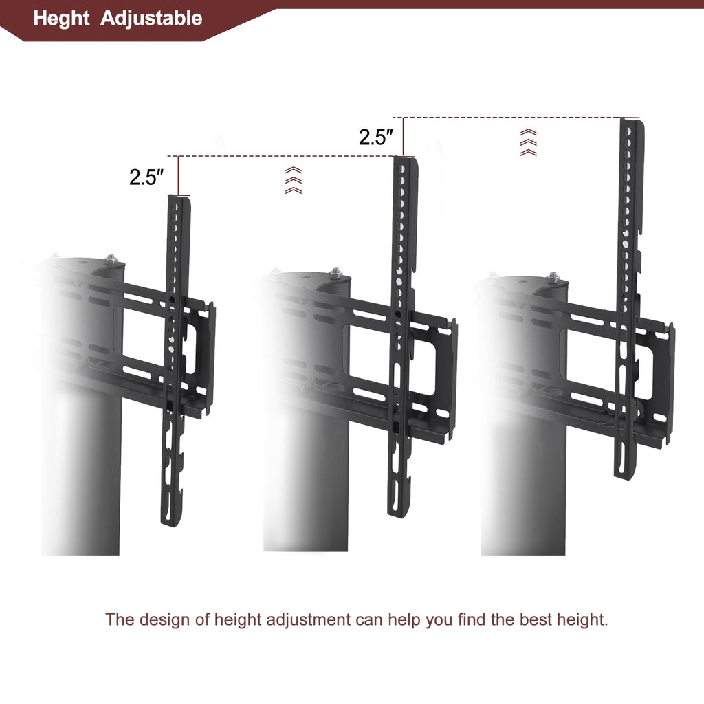 Black Multi-Function TV Stand Height Adjustable Bracket Swivel 3-Tier