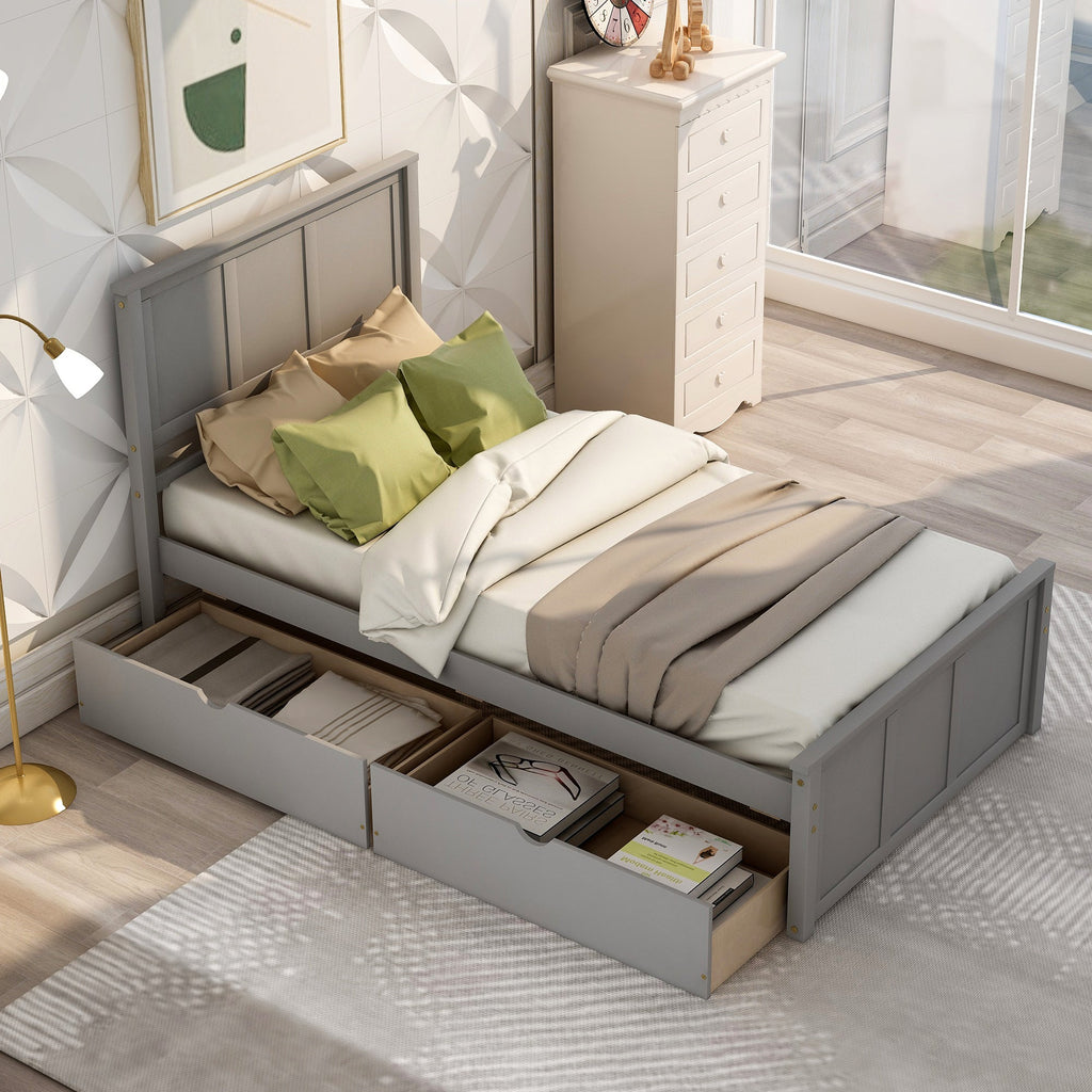Twin Size Platform Storage Bed with Two Drawers
