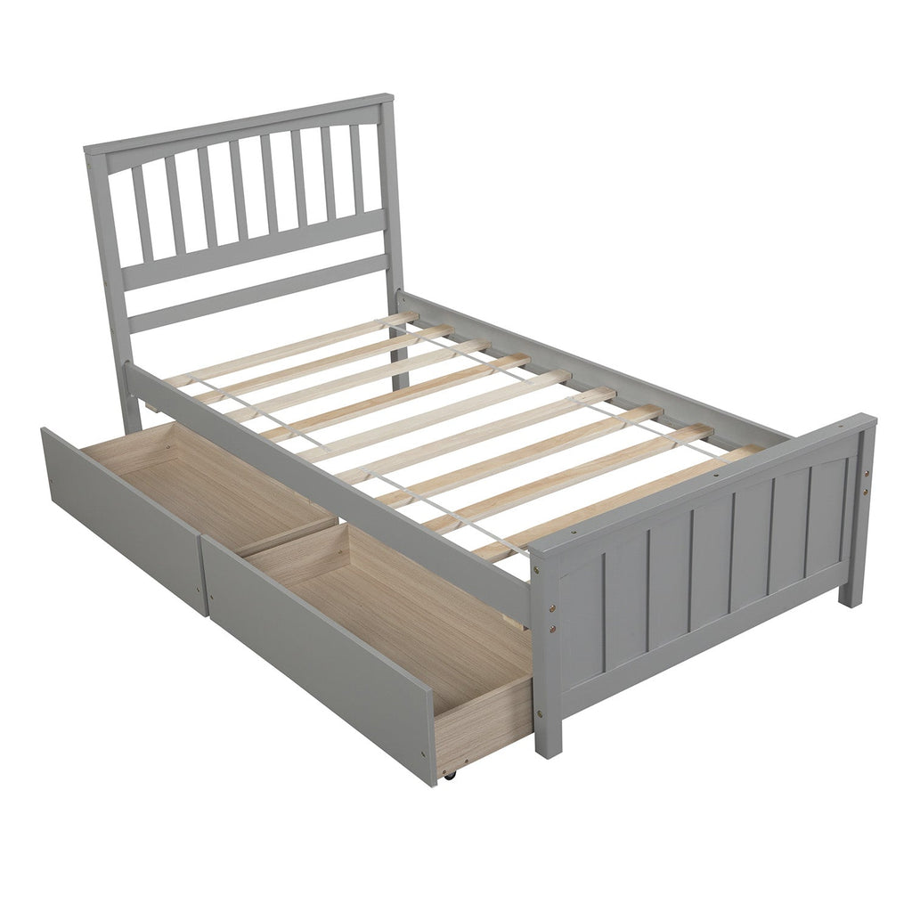 Twin Size Platform Bed with Two Drawers