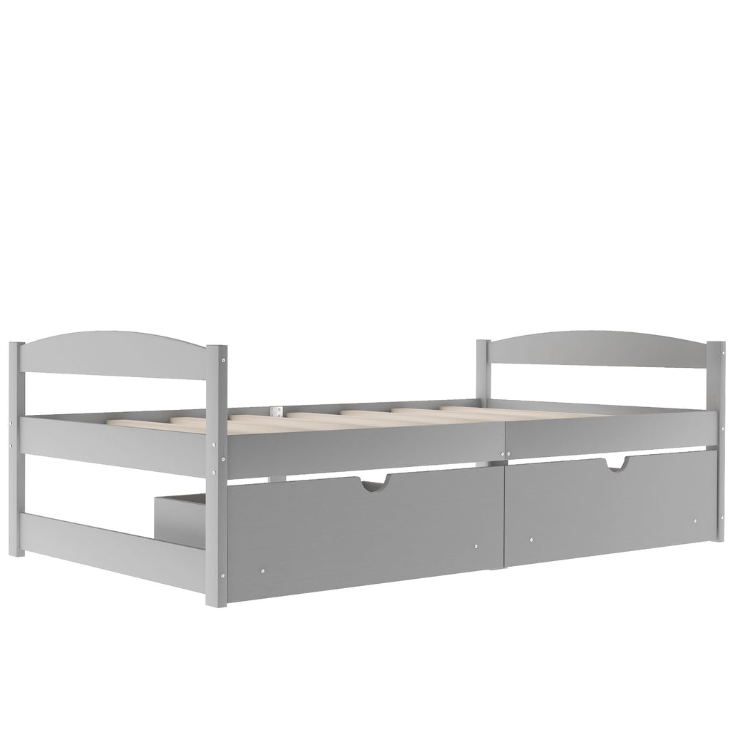 Twin Size Platform Bed With Two Drawers